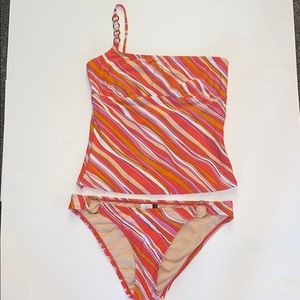 Gorgeous Neon Striped Tankini Swimsuit
